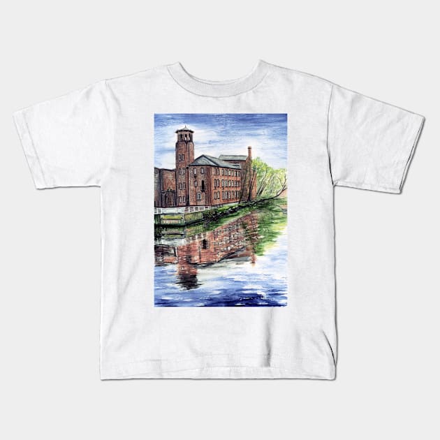 Derby Silk Mill Kids T-Shirt by WaterGardens